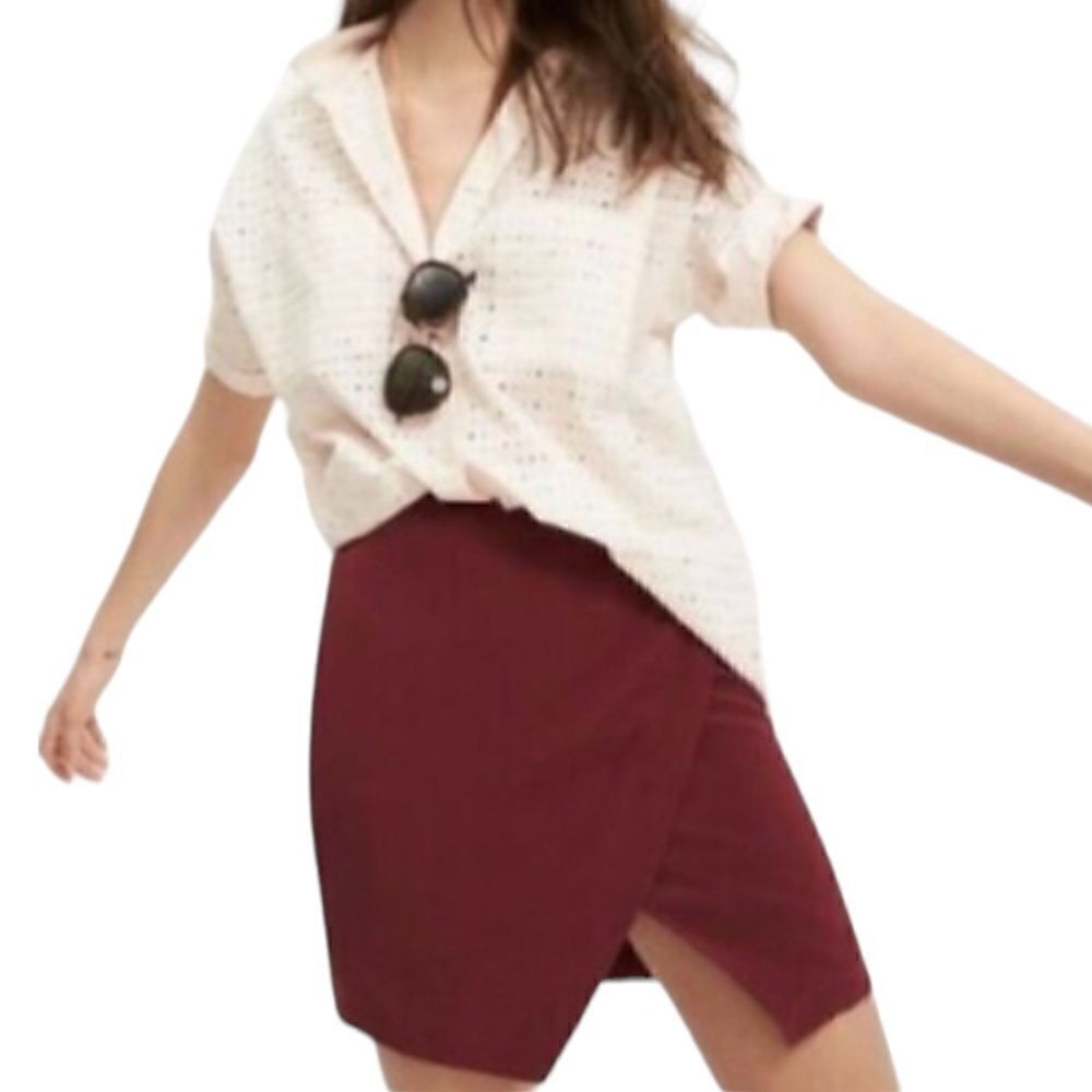 Madewell Parkway Mini Silk Burgundy Skirt Size Small 📦